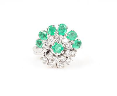 Smaragd Brillant Damenring - Schmuck und Uhren