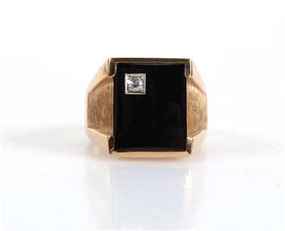 Brillant Onyx Herrenring - Schmuck und Uhren