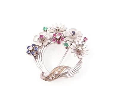 Brillant/Diamant Farbstein Brosche - Jewellery and watches