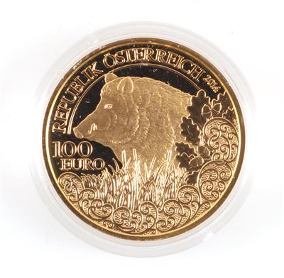 Goldmünze 100 Euro "Das Wildschwein" - Klenoty a Hodinky