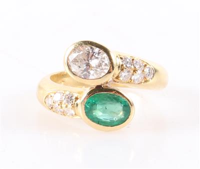 Smaragd Brillant/Diamant Damenring - Schmuck und Uhren