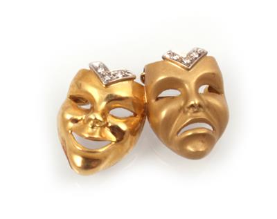 Diamant Brosche "frohe und traurige Maske" - Jewellery and watches