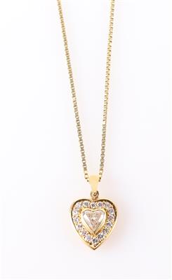 Brillant Diamant Collier "Herz" zus. ca. 0,40 ct - Herbst - Sonderauktion, Schmuck und Uhren
