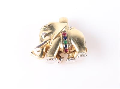 Farbstein Diamant Anhänger "Elefant" - Herbst - Sonderauktion, Schmuck und Uhren