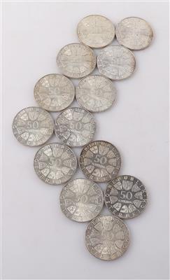 Sammlermünzen ATS 50 (13 Stk) - Šperky, hodinky a psací potřeby