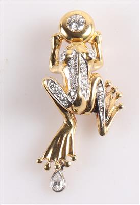 Brillant/Diamant Anhänger zus. ca. 0,80 ct "Frosch" - Jewellery and watches