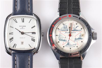2 Armbanduhren, "Sicura", "Komandirskie" - Schmuck und Uhren