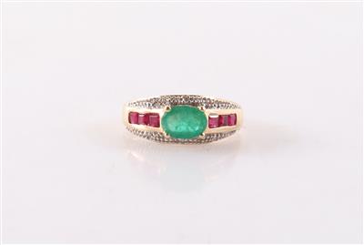 Smaragd Rubin Diamant Damenring - Schmuck und Uhren