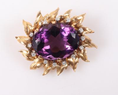 "Petochi" Diamant Amethyst Brosche - Vánoční aukce šperků a hodinek