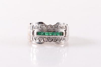 Brillant Smaragd Damenring - Arte, antiquariato e gioielli