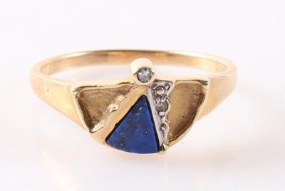 Lapis Lazuli (beh.) Diamant Damenring - Umění, starožitnosti, šperky