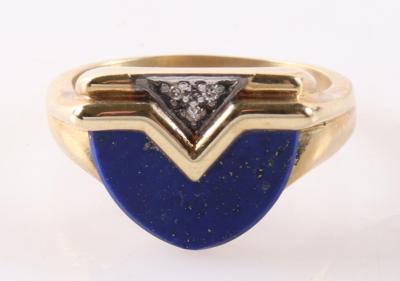 Lapis Lazuli (beh.) Diamant Damenring - Schmuck und Uhren
