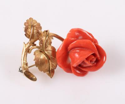 Korallen Brosche "Rose" - Frühlingsauktion Schmuck und Uhren