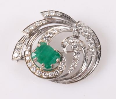 Smaragd Brillantbrosche - Jarní aukce šperků a hodinek