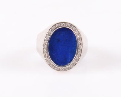 Lapis Lazuli (beh.) Diamant Ring - Schmuck und Uhren