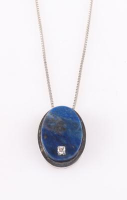 Lapis Lazuli (beh.) Brillant Anhänger an Halskette (2) - Jewellery and watches
