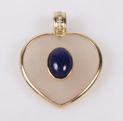 Großer Brillant Lapis Lazuli (beh.) Herzanhänger - Schmuck und Uhren