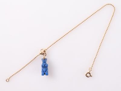 Entzückende Kugelarmkette mit behandeltem geschnittenem Lapis Lazuli Anhänger "Bär" - Weihnachtsauktion Schmuck und Uhren