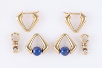 Lapis Lazuli (beh.) Ohrgehänge plus Gehängeteile (4) - Jewellery and watches