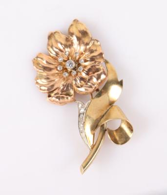 Brillant/Diamant Blütenbrosche zus. ca. 0,30 ct - Jewellery and watches