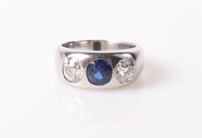 Diamant Saphirring zus. ca. 1,30 ct - Jewellery and watches