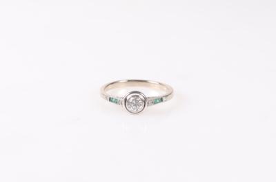 Altschliffdiamant Smaragd Damenring - Jewellery and watches