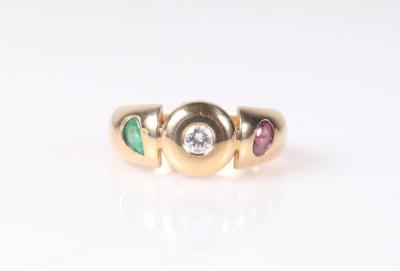 Brillant Rubin/Smaragd Damenring - Jewellery and watches