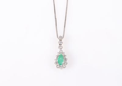 Smaragd Brillant Anhänger an kurzer Halskette (2) - Jewellery and watches