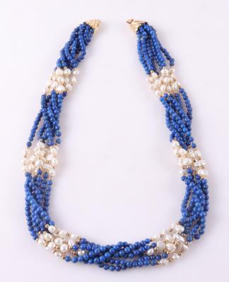 Lapis Lazuli (beh.) Kulturperlen Collier - Jewellery and watches