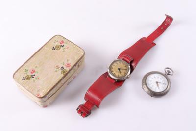 1 Armband-, 1 Taschenuhr - Schmuck und Uhren