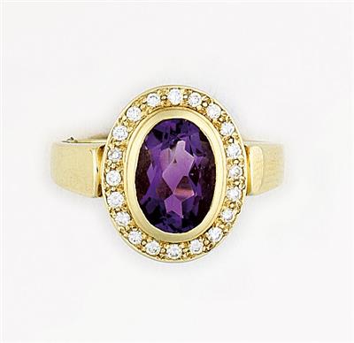 Amethyst Brillant Damenring - Klenoty