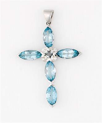 Aquamarin Brillant Kreuz - Schmuck