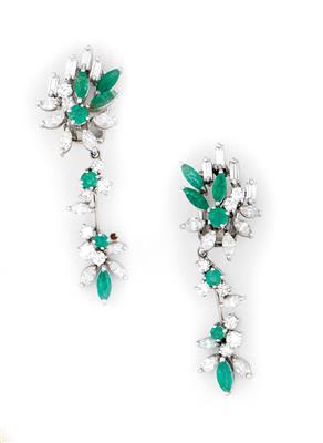 Brillant Diamant Smaragd Ohrclipgehänge - Jewellery