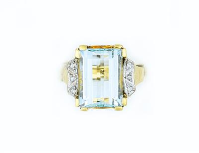 Aquamarin Diamant Damenring - Klenoty a náramkové