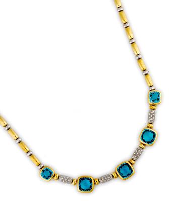 Topas (beh.) Brillant Collier - Schmuck und Uhren