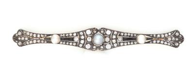 Meisterhafte Diamant Saphir Kulturperlen Brosche - Jewellery and watches