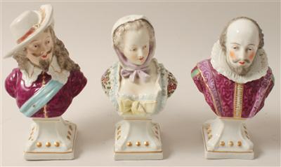3 Büsten: Pompadour, Charles I., Shakespeare, - Letní aukce