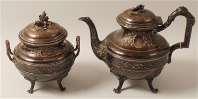 Französische Teekanne und Zuckerdose, - Summer-auction