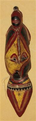 Kl. Aufhängemaske in Form eines Gesichtsschädels mit Kopfputz, - Letní aukce