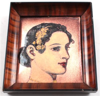 Emailbild mit Porträt einer jungen Dame, - Antiquariato e Dipinti