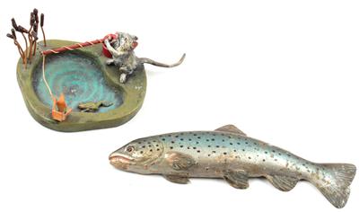Fisch, angelnde Maus, - Antiquitäten & Bilder <br>(Schwerpunkt: Aquarelle des 19. Jahrhunderts)