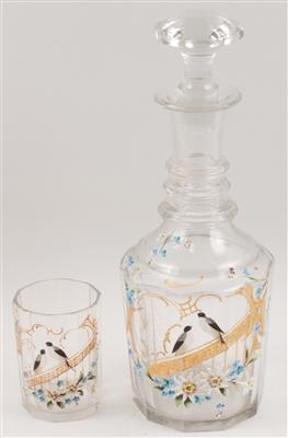Karaffe mit Stöpsel und 6 Gläser, - Antiquitäten & Bilder <br>(Schwerpunkt: Aquarelle des 19. Jahrhunderts)