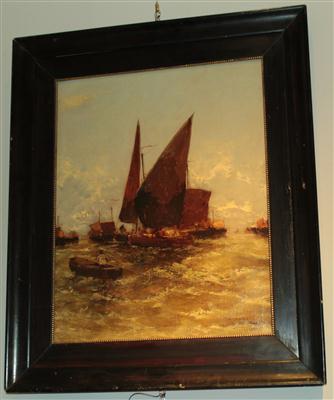 H. Claiton im Hafen um 1900 - Antiques and Paintings