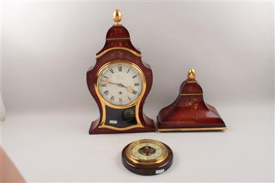 Konvolut Wohnraumuhren und Barometer" 1 Schweizer Pendule, - Antiques and Paintings