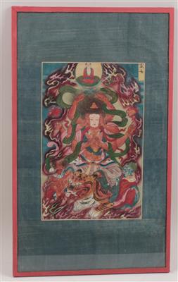 China: Sino-buddhistisch-lamaistische Aquarell-Malerei - Antiquitäten & Bilder