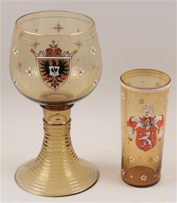 Pokal und Becher mit Wappen, - Starožitnosti, Obrazy