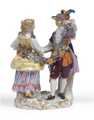 Tanzendes Paar verbunden mit Blumengirlande, - Antiques and Paintings