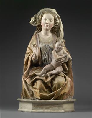 Hans Klocker, und Werkstatt, (tätig zwischen 1475 und 1500) zugeschrieben, Madonna mit Kind, - Antiquitäten - Möbel, Skulpturen, Uhren