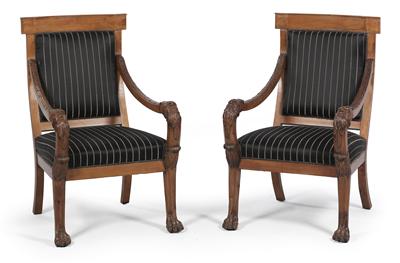 Pair of unusual Neo-Classical armchairs, - Works of Art (Furniture, Sculpture)