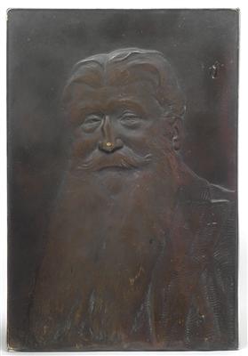 Gustav Gurschner(Mühldorf 1873-1970 Wien), Relief mit Porträtkopf, - Antiques and Paintings